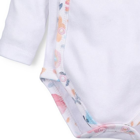 NINI Zavinovací body dlouhý rukáv Rainbow Garden BÍLÉ