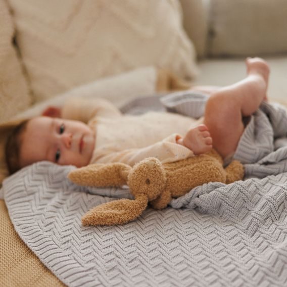 BabyOno Pletená dětská deka bavlněná ŠEDÁ