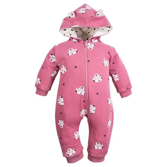 Eevi Dětská kombinéza z teplákoviny Dogs&Spots TMAVĚ RŮŽOVÁ