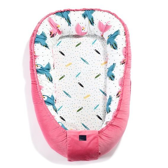 La Millou Hnízdo pro miminko Velvet Baby Nest - CANDY PARROT & FLORIDA PINK