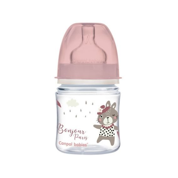 Canpol babies Láhev se širokým hrdlem Bonjour Paris 120ml RŮŽOVÁ