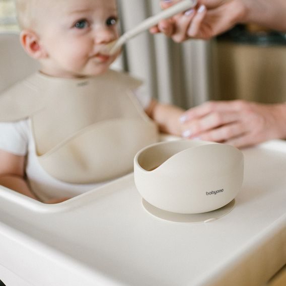 BabyOno Silikonová miska s přísavkou BÉŽOVÁ