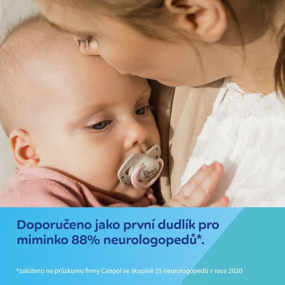 Canpol babies Dudlíky 0-6m 2ks silikon symetrické Bonjour Paris RŮŽOVÁ