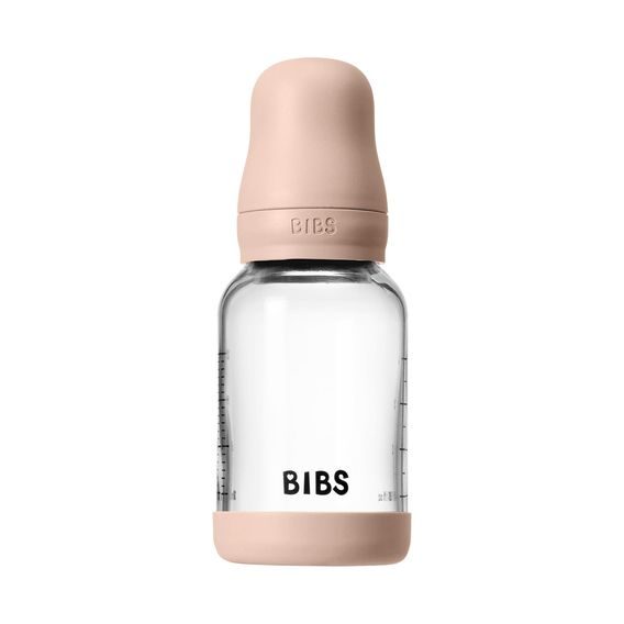 BIBS Skleněná kojenecká láhev antikoliková silikon 120ml BLUSH