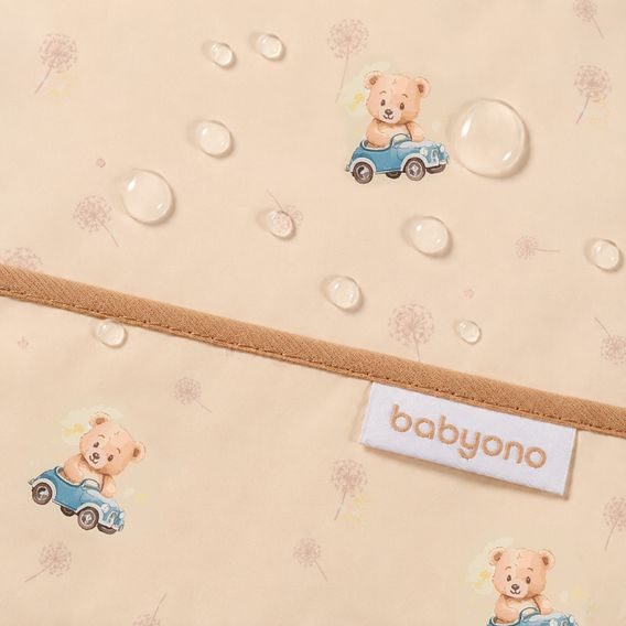 BabyOno Omyvatelný bryndák zástěrka 6m+ HNĚDÝ MEDVÍDCI