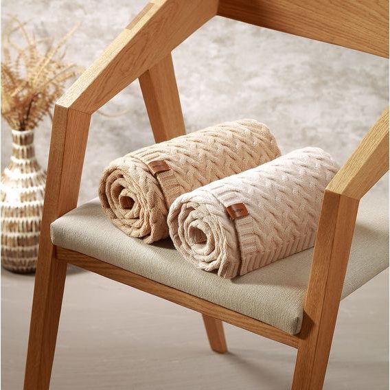 BabyOno Pletená dětská deka z merino vlny BÉŽOVÁ