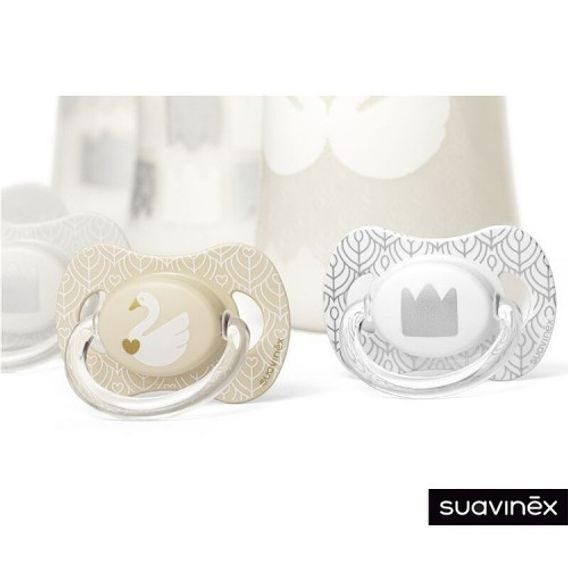 Suavinex Swan dudlík 4-18m fyziologický silikon BÍLÝ KORUNKA