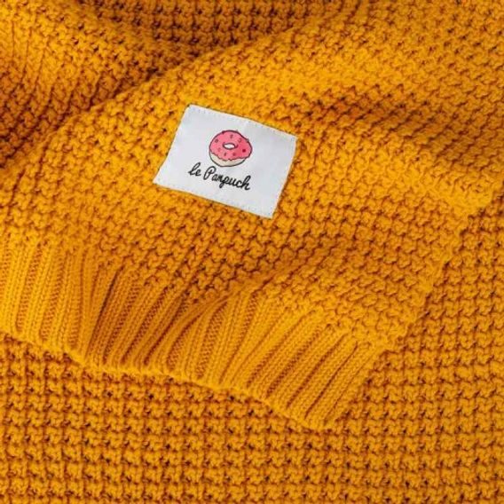 Le Pampuch Pletená dětská deka 100%Cotton MUSTARD