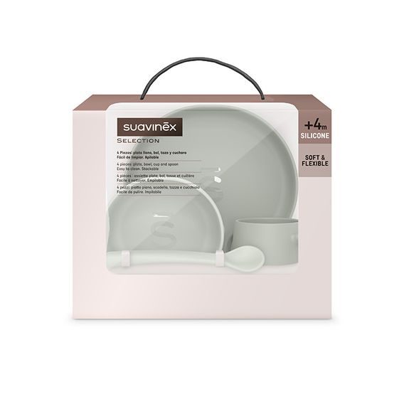 Suavinex Colour Essence Jídelní set silikonový ZELENÁ