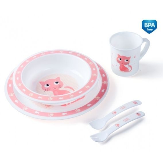 Canpol babies Plastová jídelní sada Cute Animals - KOČIČKA