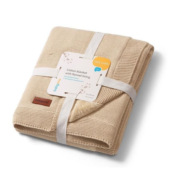 BabyOno Pletená dětská deka s plyšovou podšívkou BÉŽOVÁ