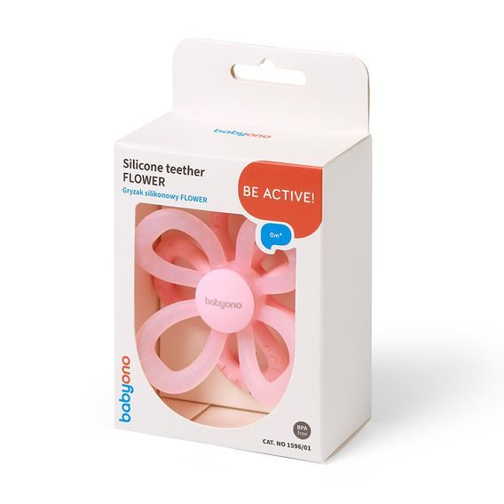 BabyOno Kousátko silikonové Kytička RŮŽOVÁ