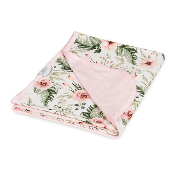 BabyMatex Dětská deka Bamboo (75x100) RŮŽOVÉ KVĚTY - RŮŽOVÁ