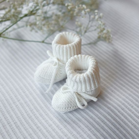 LODGER Capáčky 0-6m Slipper Knit Cloud Dancer