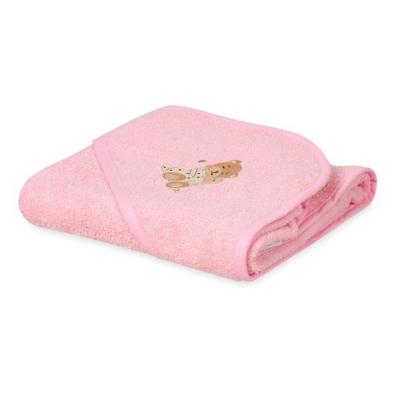 BabyMatex Osuška s kapucí 100x100cm Maxi MEDVÍDEK RŮŽOVÁ