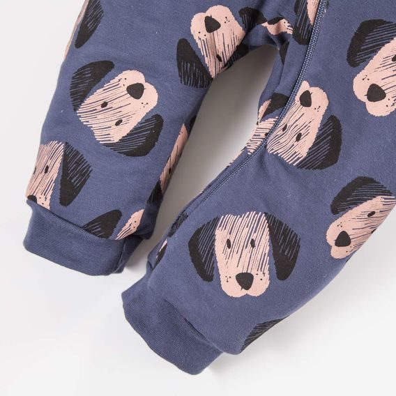 Eevi Dětská kombinéza z teplákoviny zateplená Puppy Playtime TMAVĚ MODRÁ