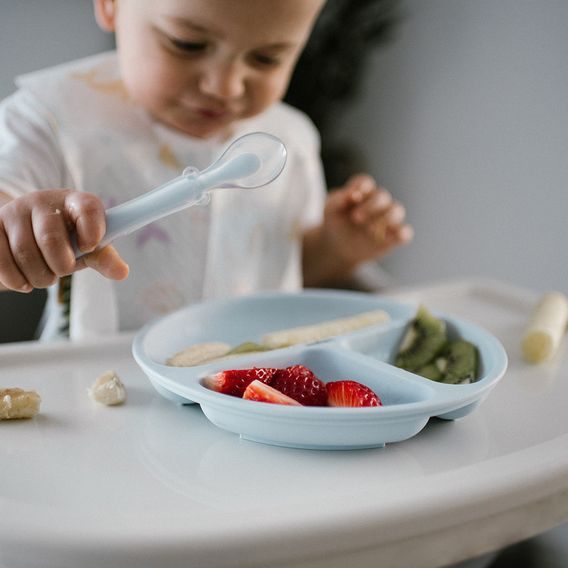 BabyOno Silikonový dělený talíř s přísavkami MODRÁ