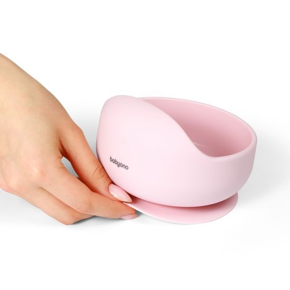 BabyOno Silikonová miska s přísavkou RŮŽOVÁ