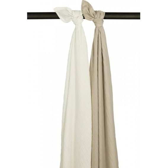 Meyco Mušelínové zavinovací pleny / osušky 2ks (120x120cm) Offwhite/Sand
