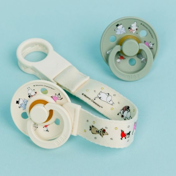 BIBS Moomin Dárkový set klip + dudlíky 6-18m Ivory/Sage