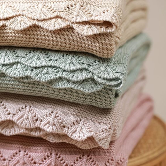 BabyOno Pletená dětská deka bambusová ozdobný lem SVĚTLE BÉŽOVÁ