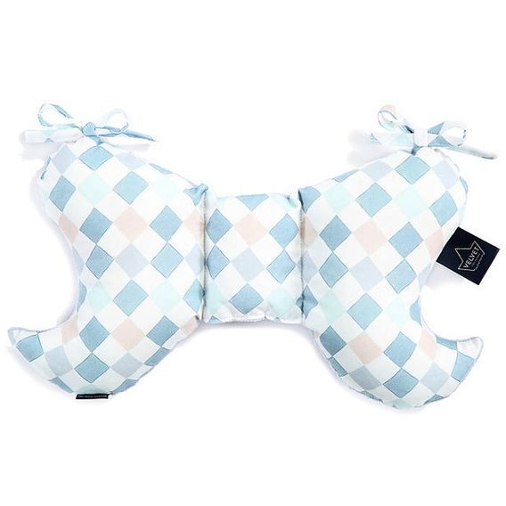 La Millou Luxusní polštářek Angel´s Wings VELVET-COTTON, LA MILLOU FAMILY CHESSBOARD - POWDER BLUE