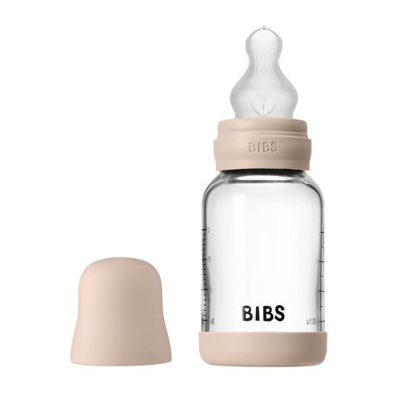 BIBS Skleněná kojenecká láhev antikoliková silikon 120ml BLUSH
