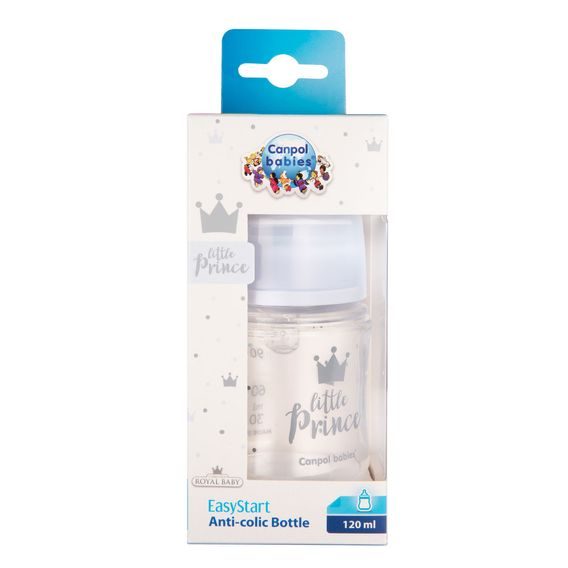 Canpol babies Láhev se širokým hrdlem Royal Baby 120ml MODRÁ
