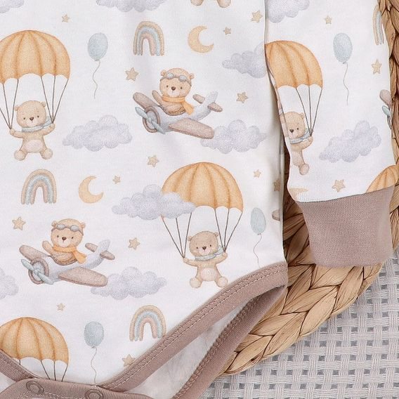 NINI Body dlouhý rukáv Méďa Pilot VZOROVANÉ