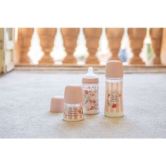 Suavinex Wonderland kojenecká láhev 270ml LIBERTY RŮŽOVÁ