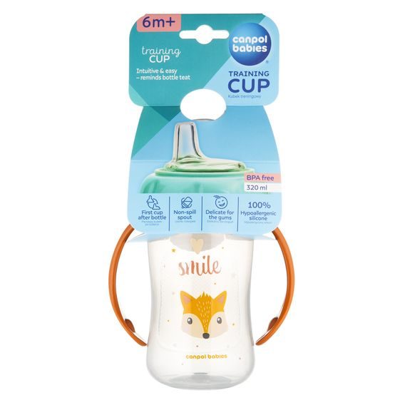 Canpol babies Tréninkový hrníček Cute Animals 320ml (6m+) - LIŠKA