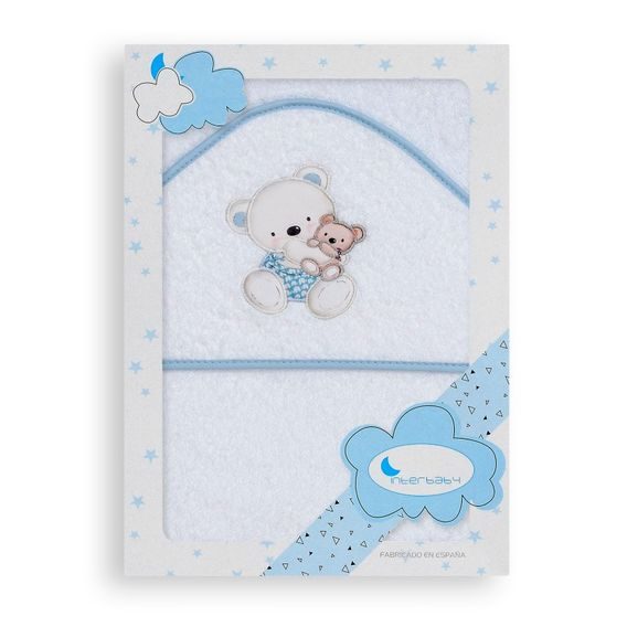 Interbaby Osuška froté Medvídek taťka BÍLO-MODRÁ