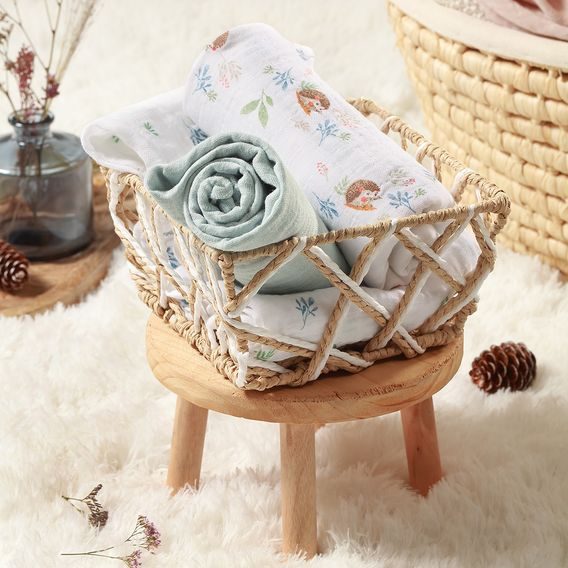 BabyOno Bavlněné pleny 3ks MINT Hedgehog