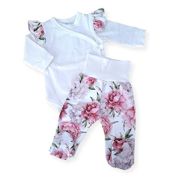 Le Bebe Exclusive Body s volánky + polodupačky Pivoňky