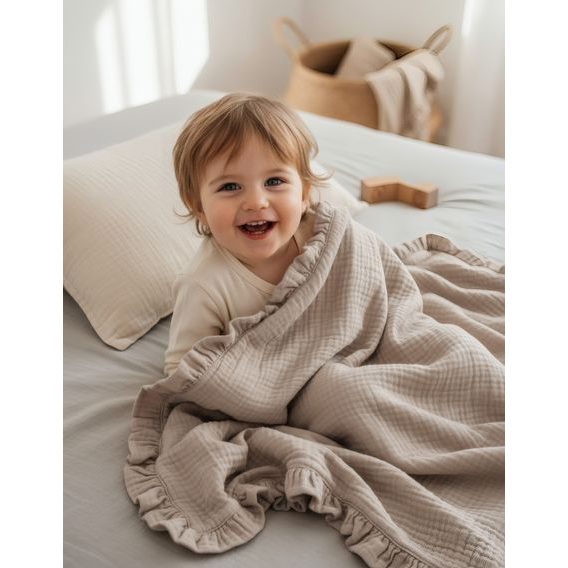 Albero Mio Zateplená mušelínová dětská deka BÉŽOVÁ