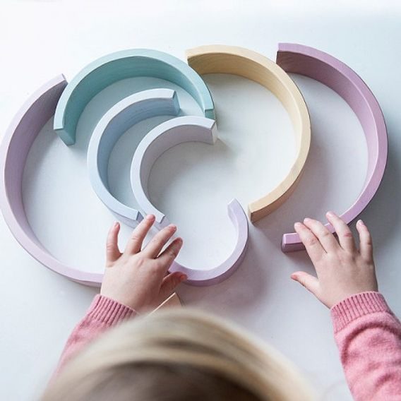 Little Dutch Dřevěná skládačka Duha - RŮŽOVÁ