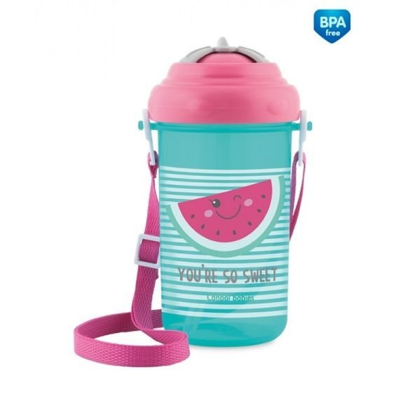 Canpol babies Cestovní láhev s brčkem So Cool 400ml (12m+) - MELOUN