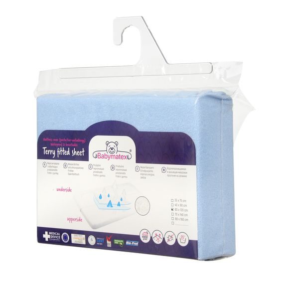 BabyMatex Nepromokavé froté prostěradlo 120x60cm MODRÉ
