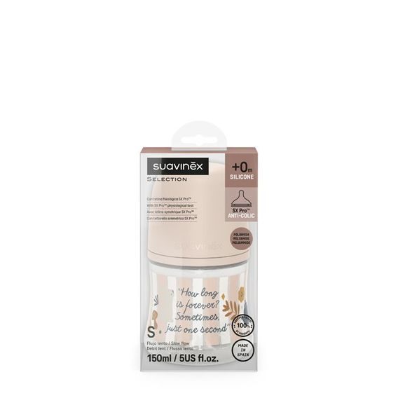 Suavinex Wonderland kojenecká láhev 150ml RŮŽOVÁ