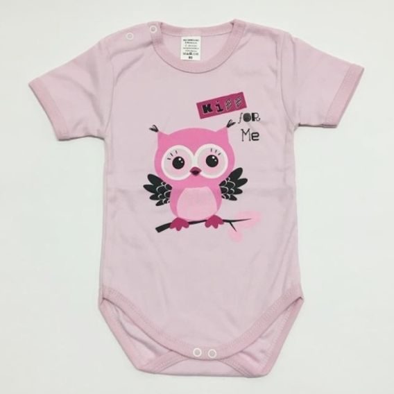 Body krátký rukáv SOVIČKA RŮŽOVÉ