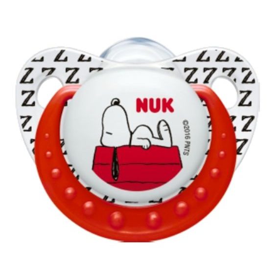 NUK Dudlík silikon 6-18m Trendline SNOOPY - ČERVENÝ