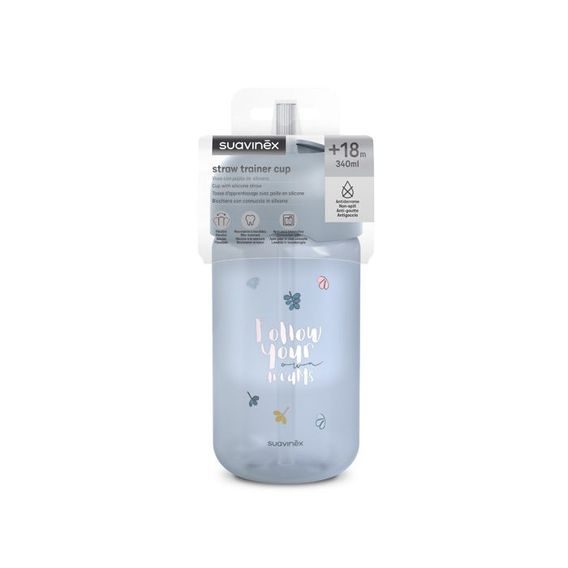Suavinex Bear láhev s brčkem 340ml MODRÁ