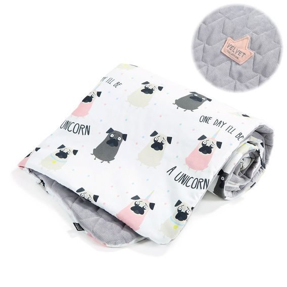 La Millou Luxusní dětská deka Velvet-Cotton s výplní vel.M, DOGGY UNICORN - DARK GREY