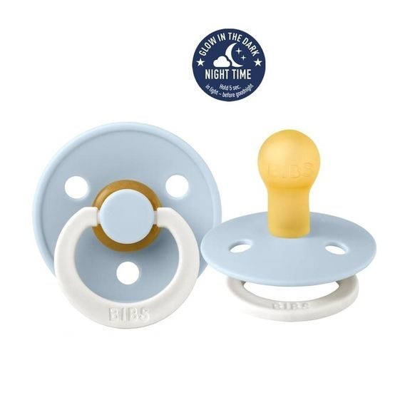 BIBS Colour Night dudlík kaučuk kulatý 6-18m BABY BLUE