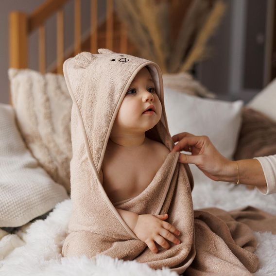 BabyOno Bambusová osuška s kapucí 100x100cm BÉŽOVÁ