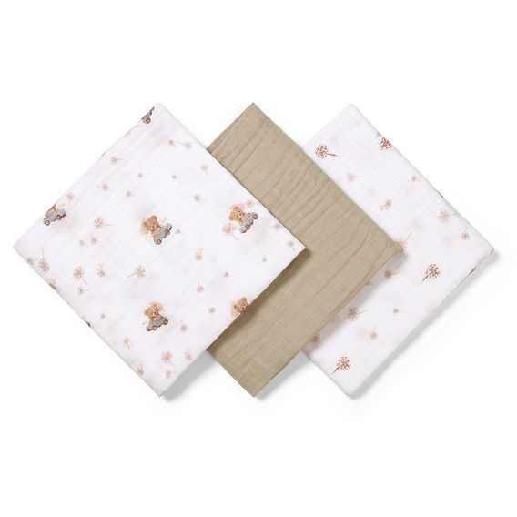 BabyOno Bavlněné pleny 3ks BÉŽOVÁ Teddy