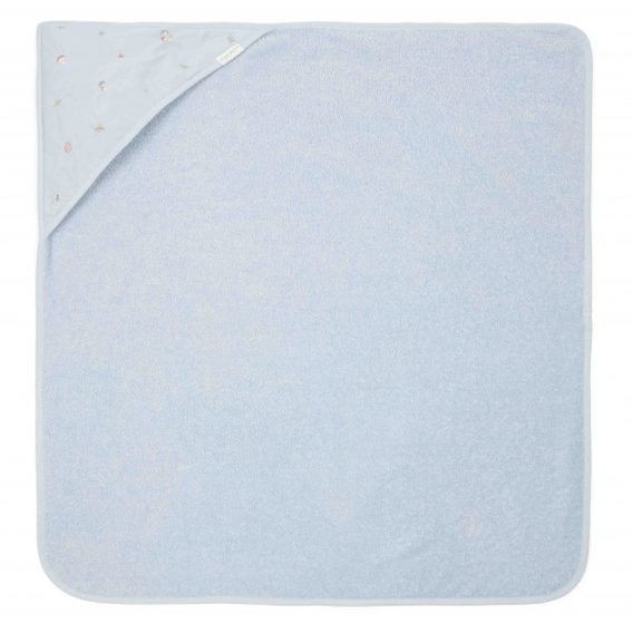 Little Dutch Froté osuška s kapucí organic Forest Friends Blue (75x75cm)