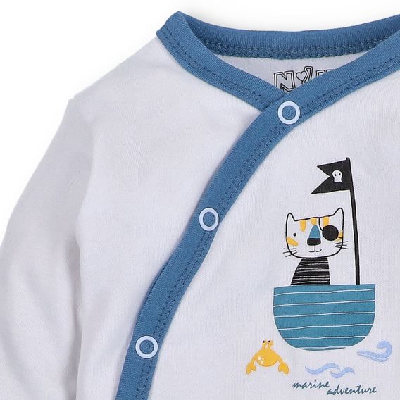 NINI Zavinovací body dlouhý rukáv Pirates BÍLÉ