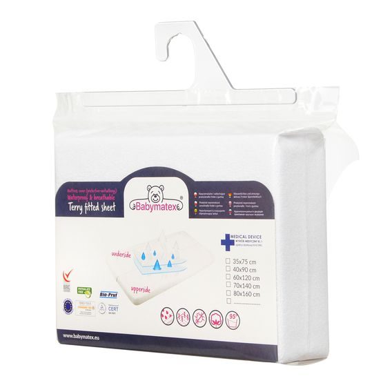 BabyMatex Nepromokavé froté prostěradlo 140x70cm BÍLÉ