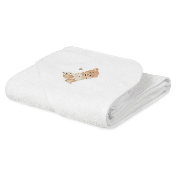 BabyMatex Osuška s kapucí 100x100cm Maxi MEDVÍDEK BÍLÁ